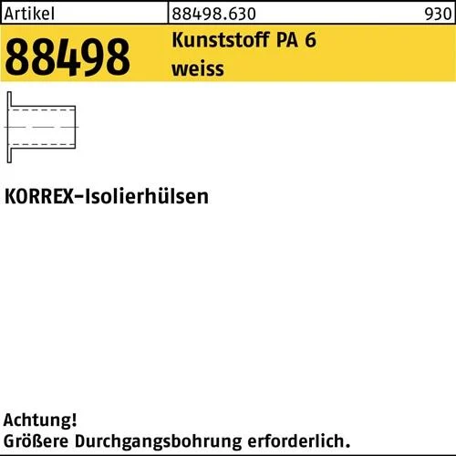 Douille isolante R 88498 KORREX M6x10 polyamide 6 blanc 100 pièces DUBO — lot de 100 pièces