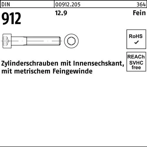 Vis cylindrique à tête fraisée DIN 912 à 6 pans creux M14x1,5x50 12.9 (50 pièces) — lot de 50 pièces