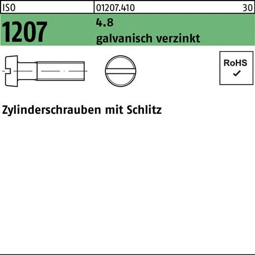 Vis cylindrique ISO 1207 fente M10x50 4.8 zinguée 100 pièces — lot de 100 pièces