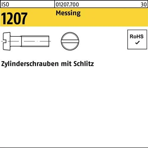 Vis cylindrique ISO 1207 à fente M3 x 45 laiton 200 pièces — lot de 200 pièces