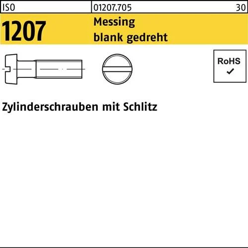 Vis cylindrique ISO 1207 fente M1,4x5 laiton poli tourné 100 pièces — lot de 100 pièces