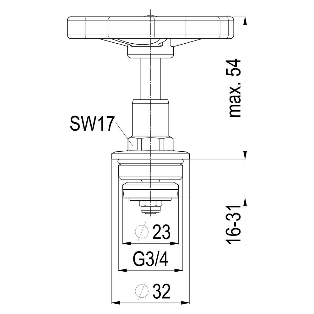 Robinet à chambre grasse, Robinet à soupape à passage/à siège incliné avec tige montante, DN 20, 3/4", avec joint EPDM, laiton