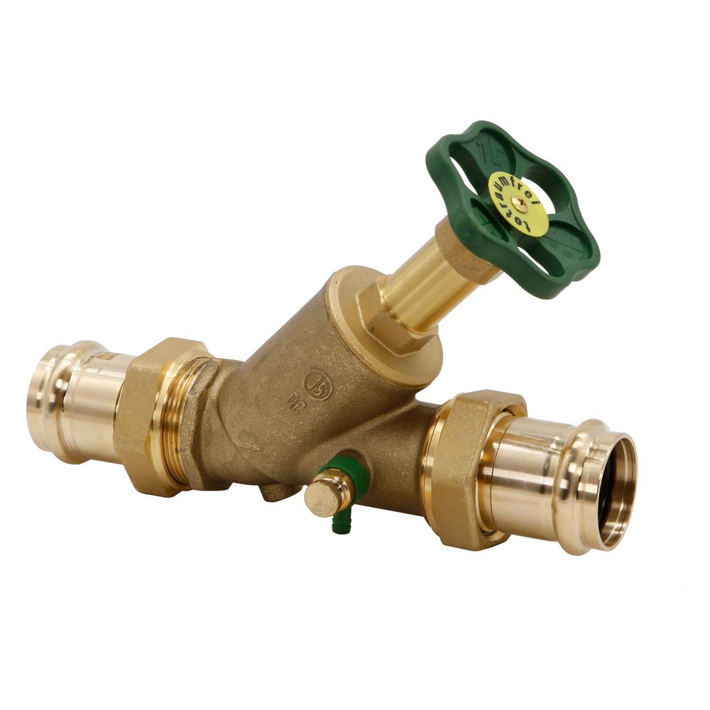 Valve à passage libre Schlösser avec raccord à sertir AG MULTI, vidange et tige non montante, DN 40, Press-D 42mm, DVGW