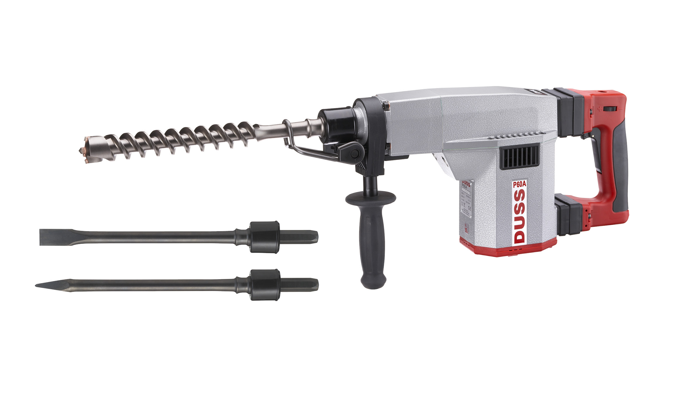 Set marteau perforateur DUSS P60A avec 1 burin pointu, 1 burin plat & 1 foret à marteau