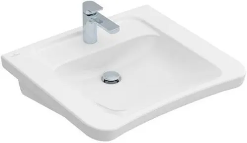 Lavabo Villeroy & Boch ViCare 650x550mm rectangulaire 1 trou de robinetterie sans trop-plein Blanc Alpin