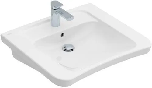Villeroy & Boch lavabo ViCare 650x550mm rectangulaire 1 trou de robinet avec trop-plein blanc Alpin CeramicPlus