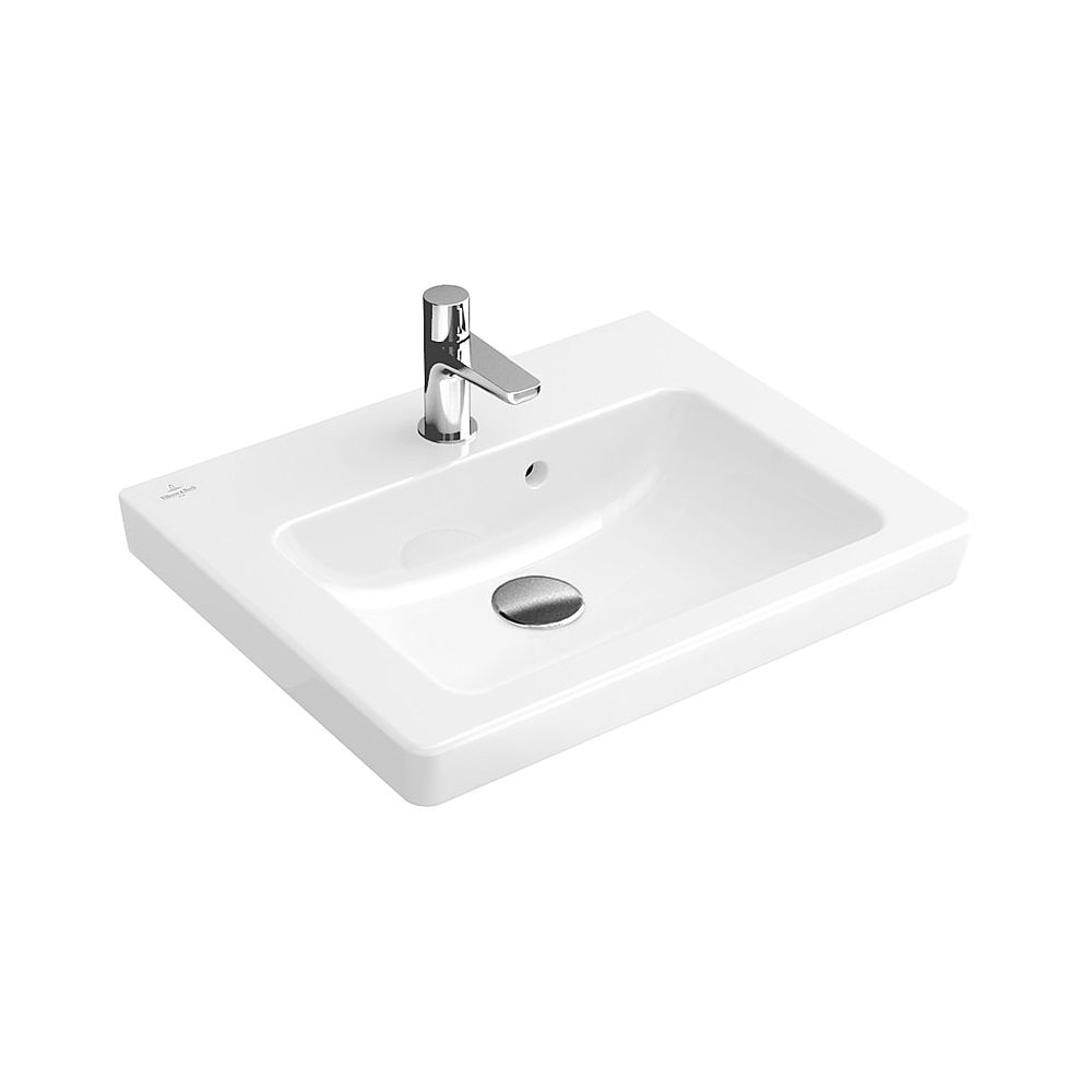 Lavabo Villeroy & Boch Subway 2.0 500x400mm rectangulaire 1 perçage avec trop-plein Blanc Alpin