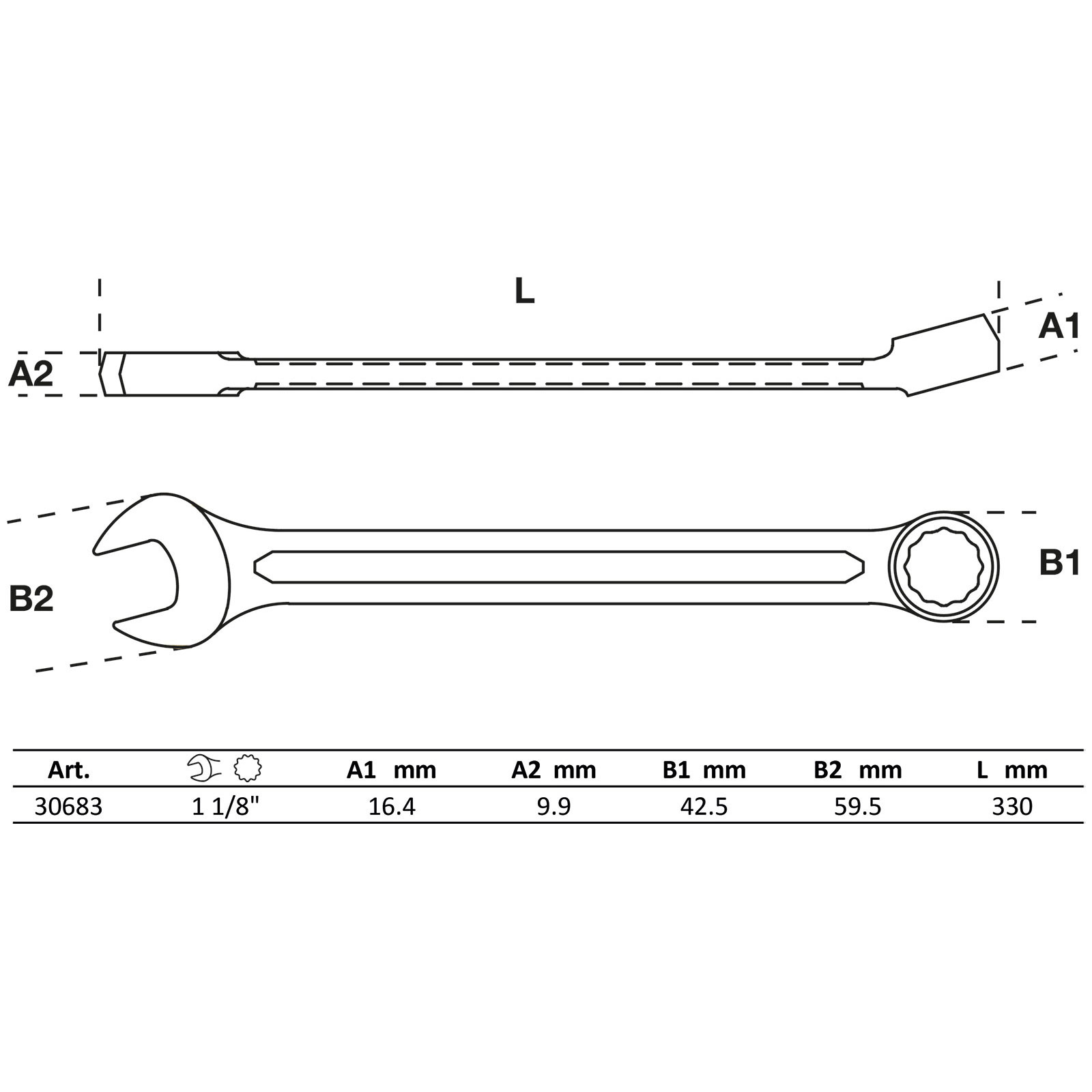 BGS Clé à fourche et à œil SEA SW 1 1/8" - 30683