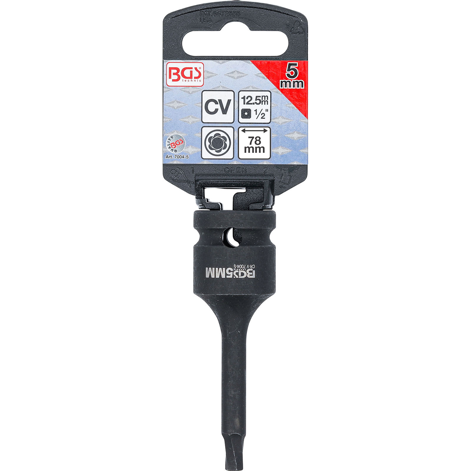 BGS Extracteur de vis à entraînement carré femelle 12,5 mm (1/2") pour hexagone interne endommagé 5 mm - 7004-5