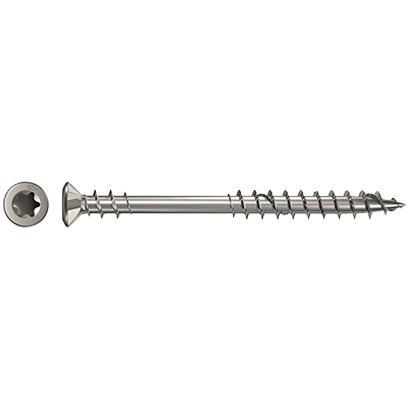 Vis terrasse Fischer à filetage de fixation 5,5x60 FPF-ST A2P, tête fraisée TX, A2, filetage partiel — lot de 200 pièces