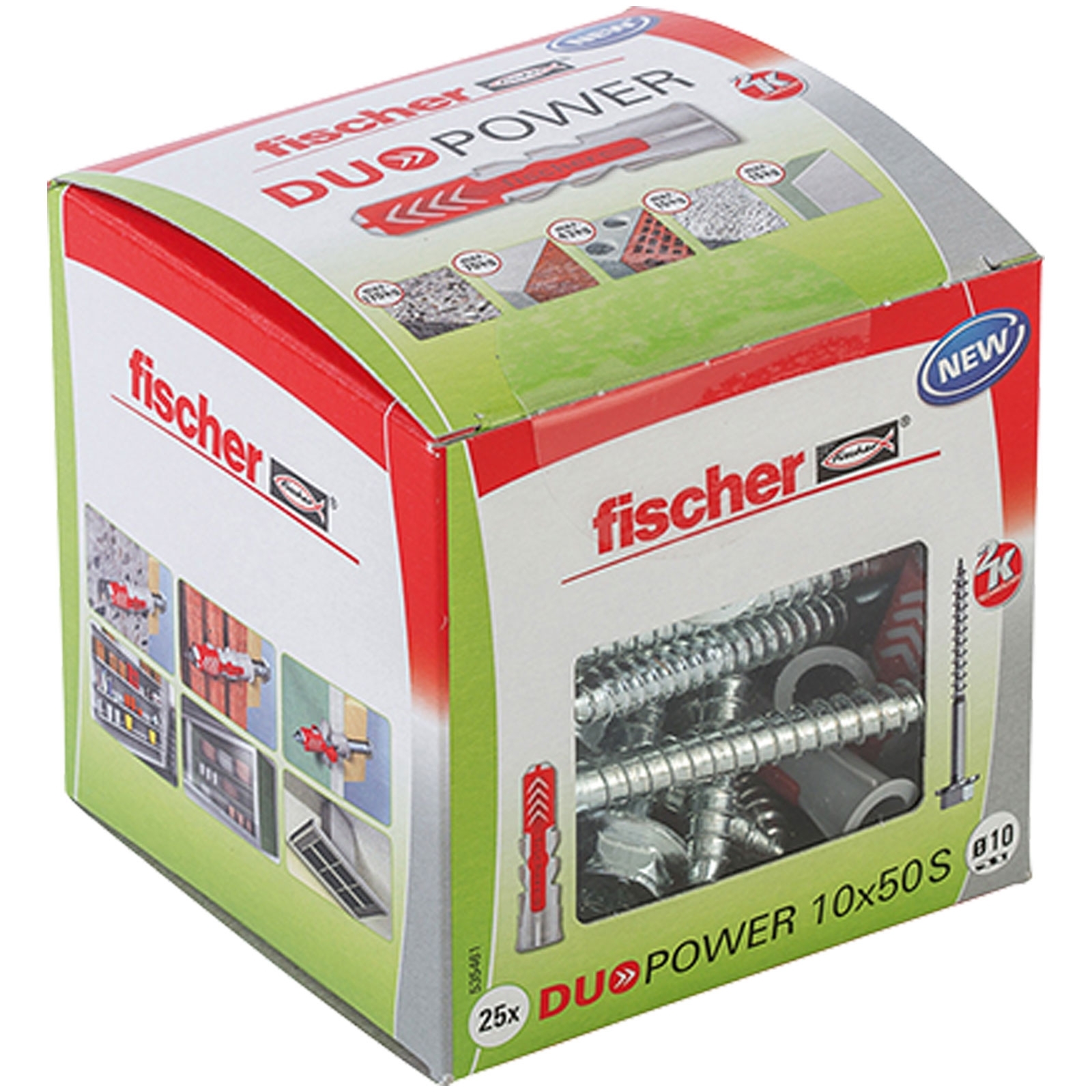 Tasse à vis en plastique Fischer DUOPOWER 10 × 50 S, 25 pièces — lot de 25 pièces