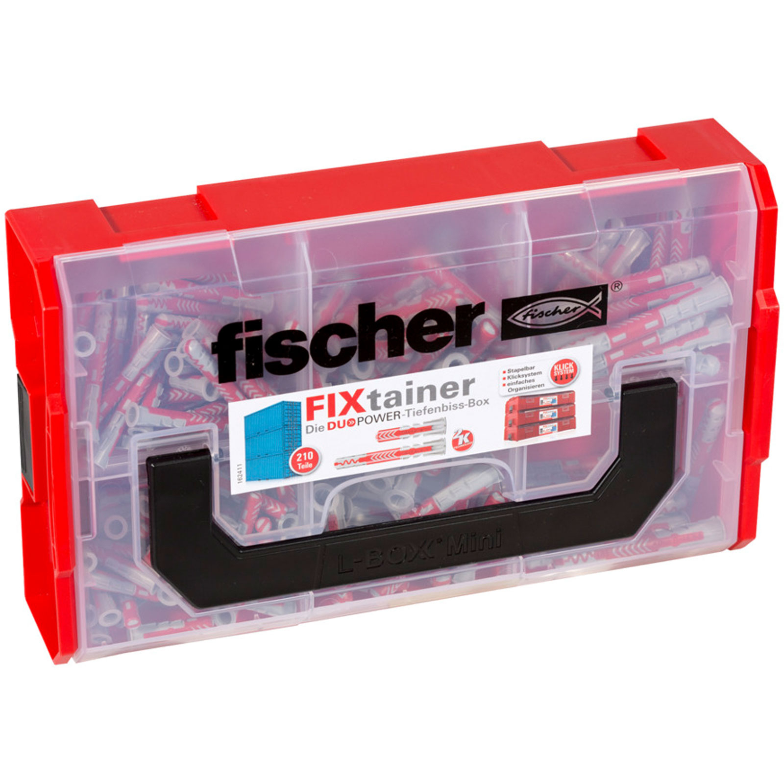 Fischer Assortiment de chevilles L-BOXX mini DuoPower courtes et longues (210 pièces)