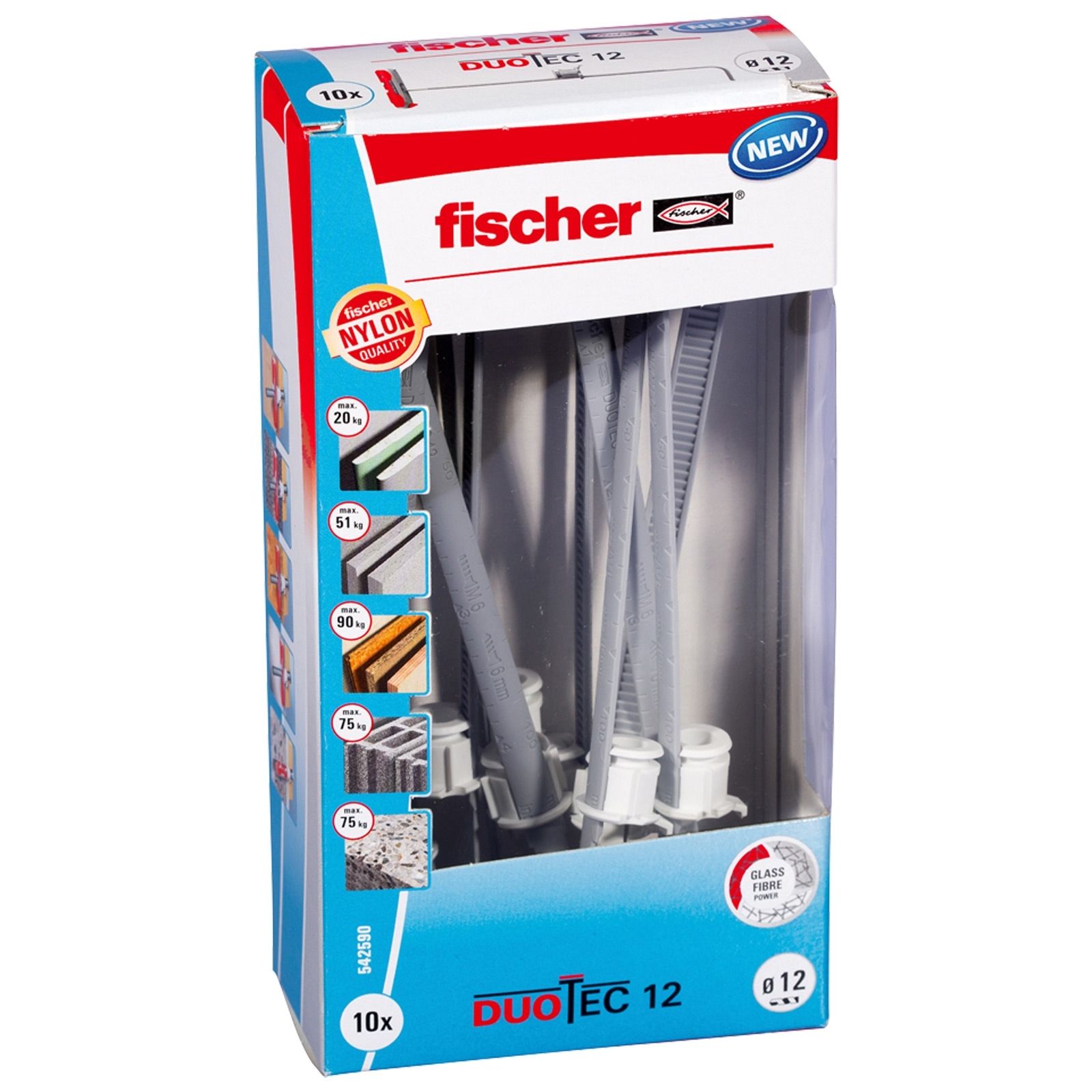 Cheville à bascule nylon DuoTec 12 (10) de Fischer — lot de 10 pièces