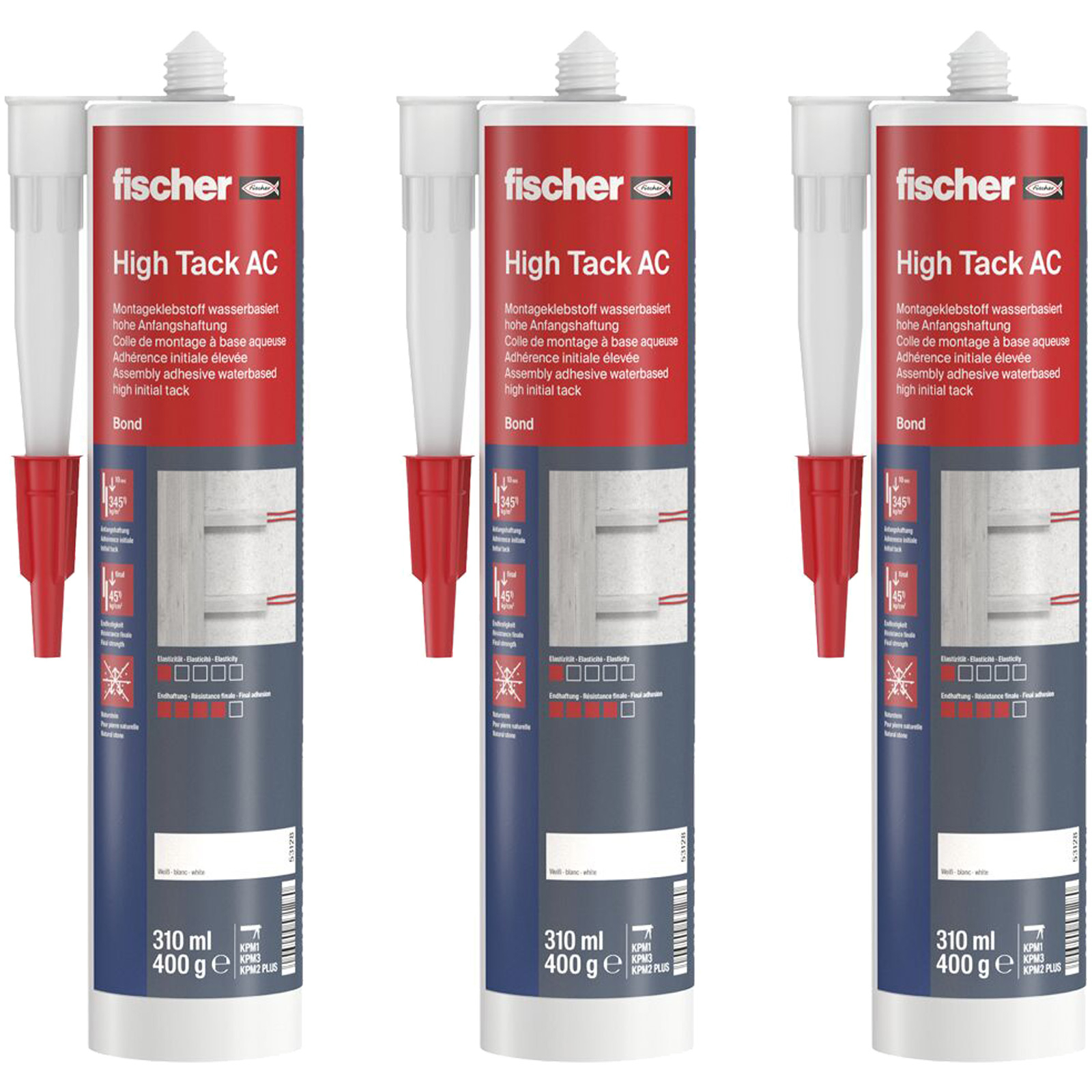 Fischer High Tack AC 310 blanc (3x 310 ml) - 573639