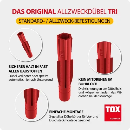TOX Cheville universelle Tri 14/75 — lot de 100 pièces