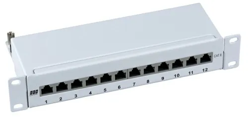 Mini-panneau de brassage blindé EFB-Elektronik STP 12xRJ45 Cat.6, 10" 1U, RAL7035 gris (37736.12)