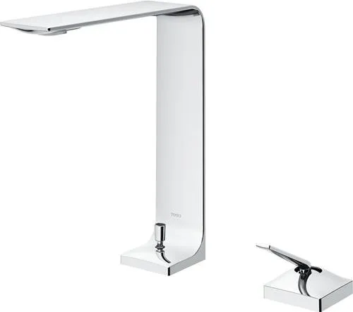 TOTO Mitigeur monocommande à deux trous pour lavabo, haut, portée 164 mm, avec clapet à tige, laiton chromé, TLP02307E