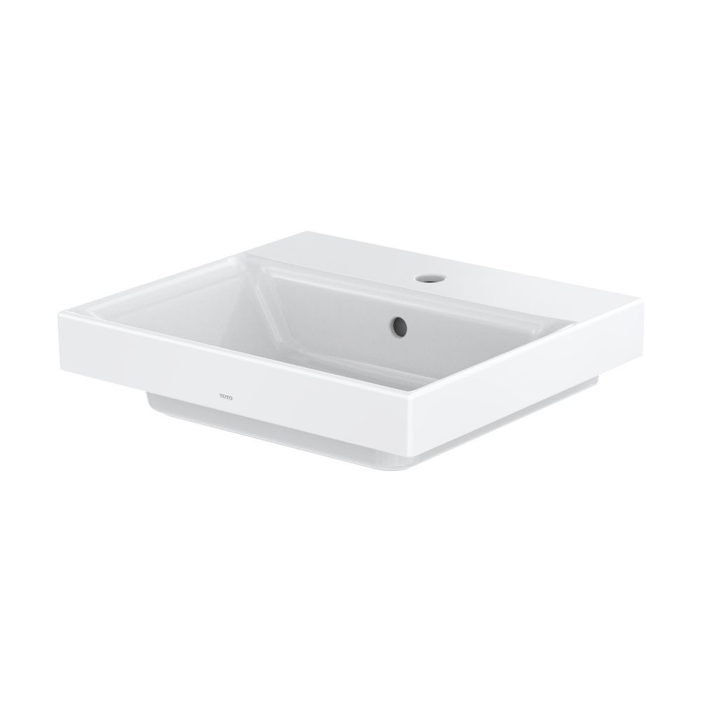 Lavabo TOTO CS carré, largeur 500 mm, montage mural, avec trou de robinet et trop-plein, céramique Cefiontect, blanc, LW1215CKE