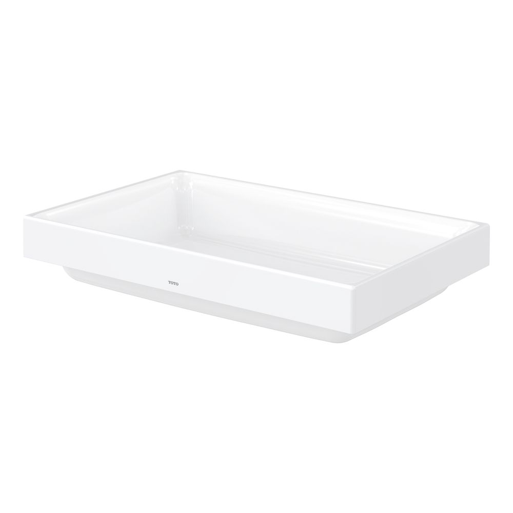 Lavabo à poser TOTO CS angulaire, largeur 600 mm, fixation sur meuble, sans trou de robinet, avec trop-plein, céramique Cefiontect, blanc, LW1716WH