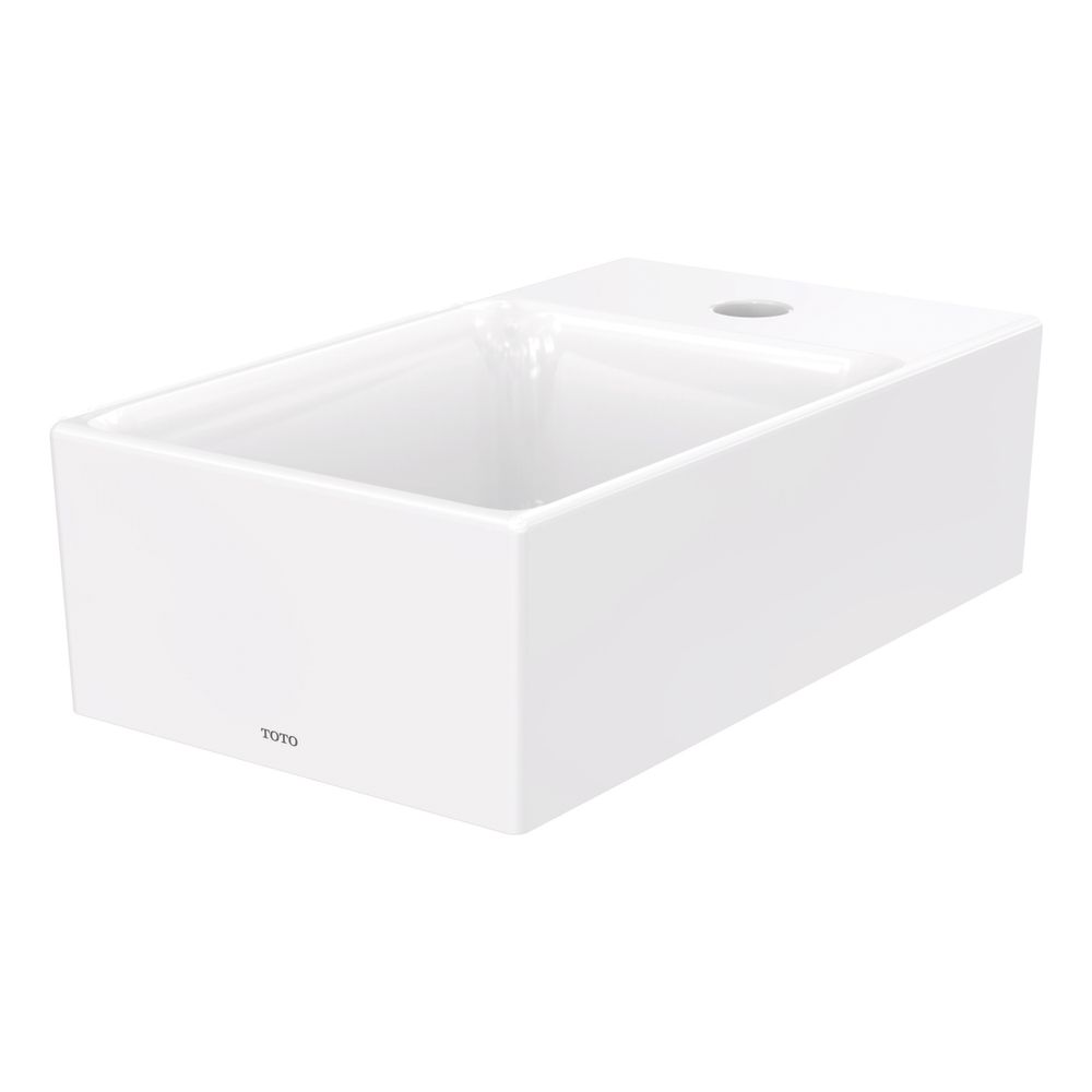 Petit lavabo à poser TOTO CS carré, largeur 400 mm, montage meuble, avec trou de robinet, sans trop-plein, céramique Cefiontect, blanc