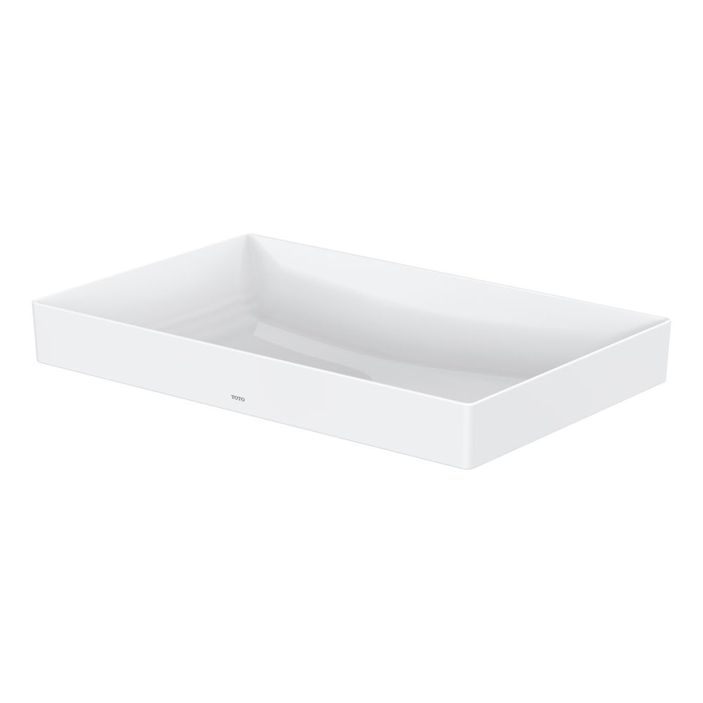 Lavabo à poser TOTO TR carré, largeur 600 mm, montage meuble, sans trou de robinet, avec trop-plein, céramique Linear Ceram Cefiontect, blanc