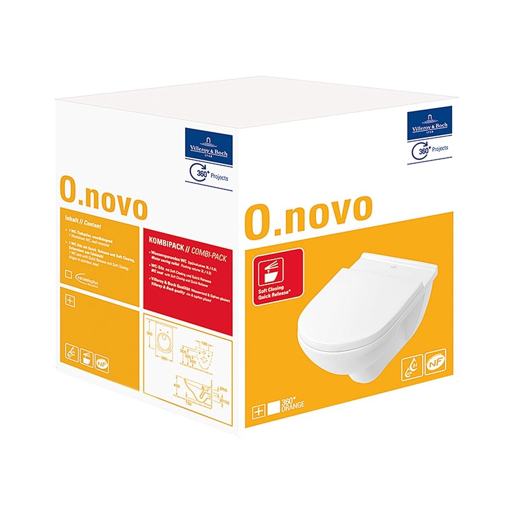 Pack combiné Villeroy & Boch VB O.novo 5660H1 360x560mm ovale blanc alpin