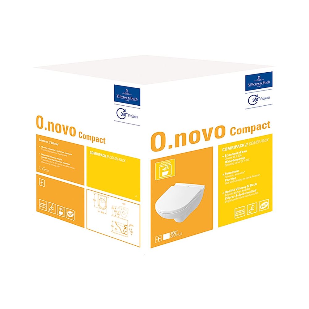 Villeroy & Boch Pack Combi O.novo VB 5688H1 360x490mm Oval Blanc Alpin