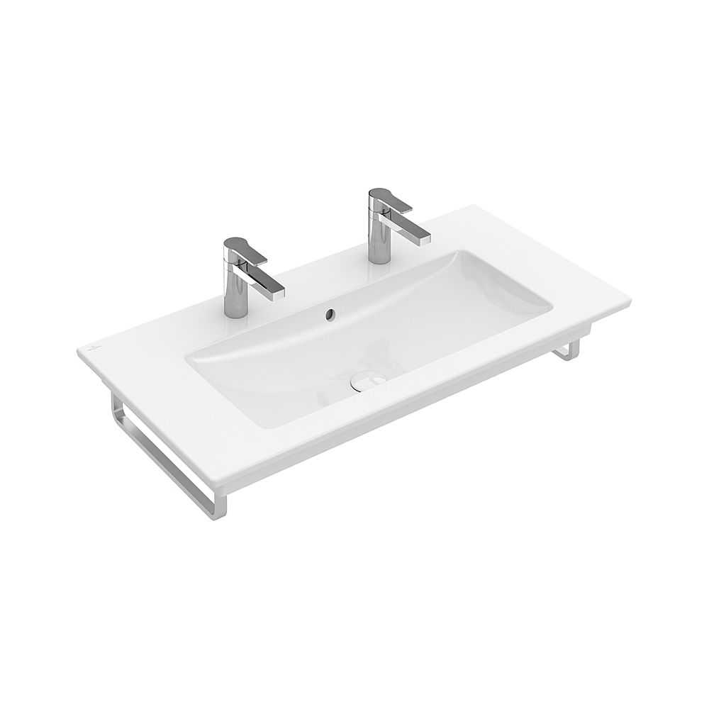 Meuble-lavabo Villeroy & Boch Venticello 1000x500mm rectangulaire 2 trous avec trop-plein Blanc Alpin