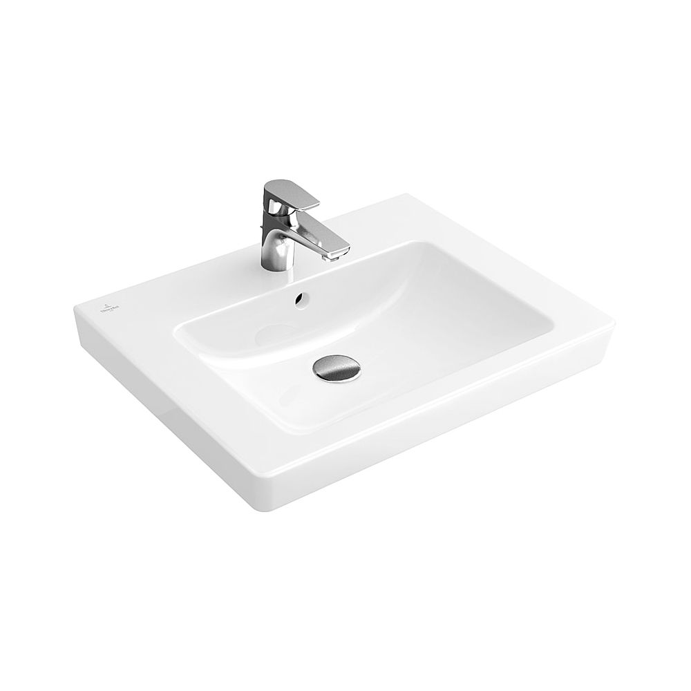 Lavabo Villeroy & Boch Subway 2.0 650x470mm rectangulaire 1 perçage avec trop-plein Blanc Alpin