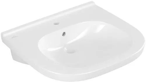 Lavabo ViCare Villeroy & Boch 600x550mm ovale 1 trou de robinetterie avec trop-plein Blanc Alpin AntiBac CeramicPlus