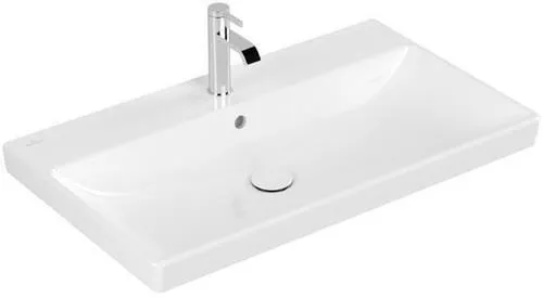 Lavabo sous meuble Villeroy & Boch Avento 800x470 mm rectangulaire, 1 trou de robinetterie avec trop-plein, blanc Alpin CeramicPlus