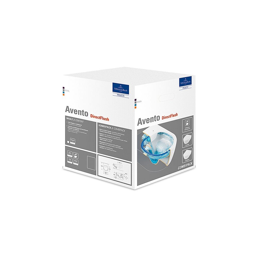 Villeroy & Boch Combi-Pack Avento RS 370x530x315mm mural ovale sortie horizontale Direct-Flush, blanc Alpin CeramicPlus