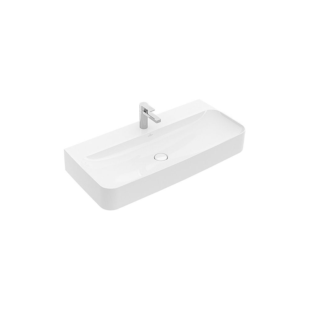 Lavabo Villeroy & Boch Finion 1000x470mm rectangulaire 1 trou de robinetterie sans trop-plein Blanc Alpin CeramicPlus