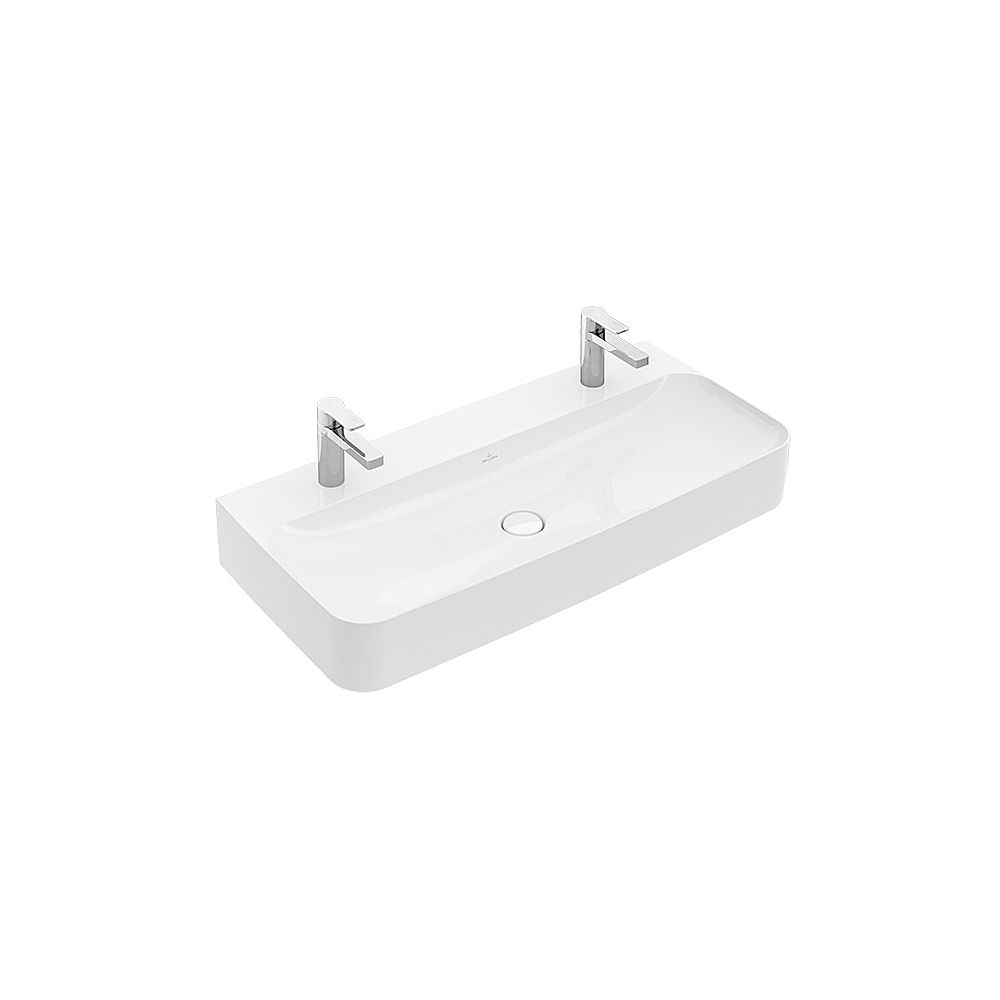 Lavabo Villeroy & Boch Finion 1000x470mm rectangulaire 2 trous de robinetterie sans trop-plein Blanc Alpin CeramicPlus