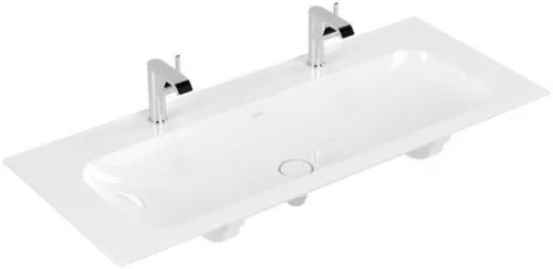 Meuble-lavabo Villeroy & Boch Finion 1200x500mm rectangulaire 2 trous de robinetterie sans trop-plein Blanc Alpin CeramicPlus