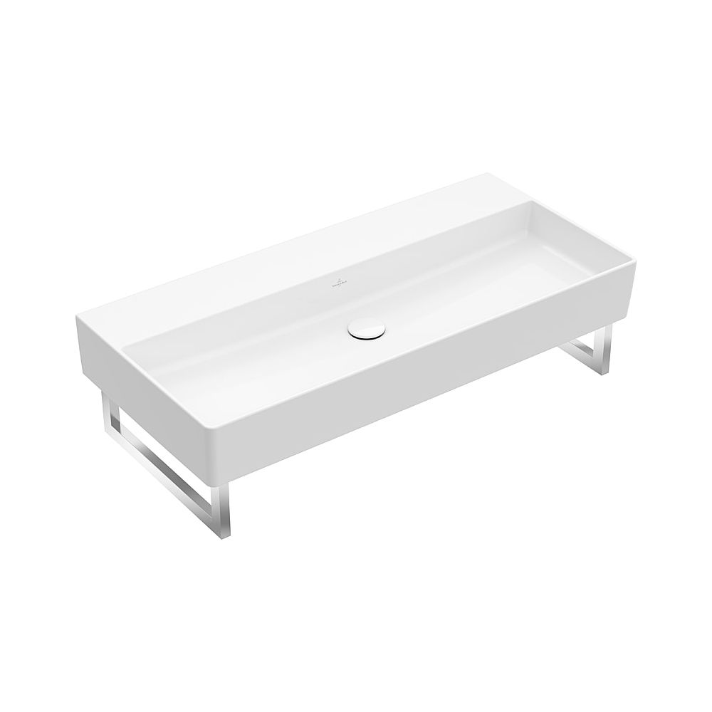 Lavabo Villeroy & Boch Memento 2.0 1000x470mm rectangulaire sans trou de robinetterie sans trop-plein Blanc Alpin CeramicPlus