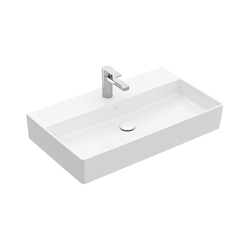 Villeroy & Boch Memento 2.0 lavabo 800x470mm rectangulaire 1 trou de robinet avec trop-plein poncé blanc Alpin