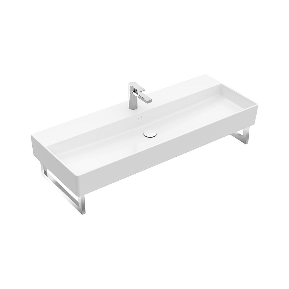 Lavabo Villeroy & Boch Memento 2.0 1200x470mm rectangulaire 1 trou de robinetterie avec trop-plein blanc alpin CeramicPlus