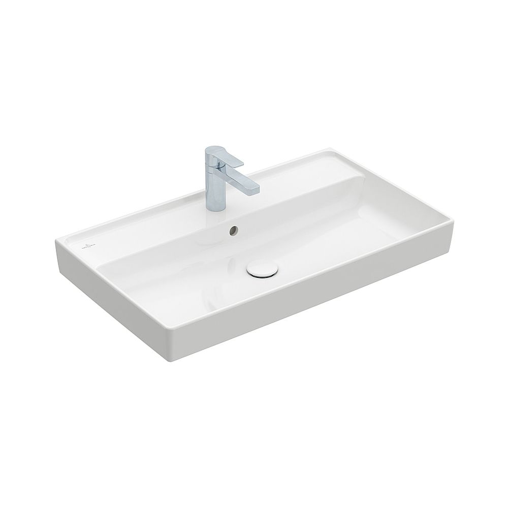 Villeroy & Boch Lavabo encastré Collaro 800x465mm rectangulaire 1 trou de robinetterie avec trop-plein poncé Blanc Alpin CeramicPlus