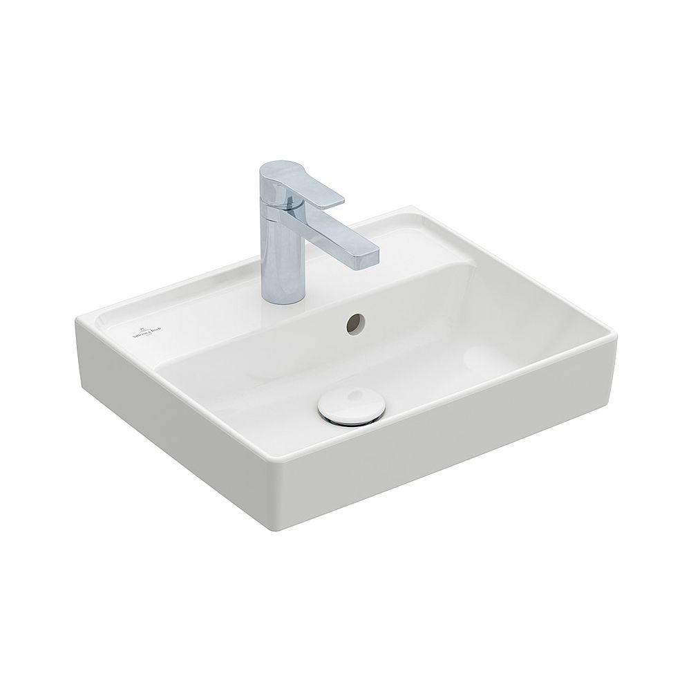 Lavabo Villeroy & Boch Collaro 450x370mm rectangulaire 1 trou de robinet avec trop-plein Blanc Alpin CeramicPlus