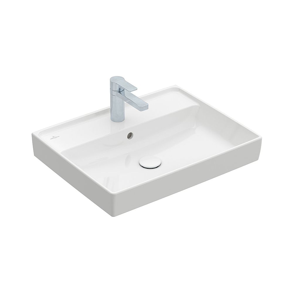 Lavabo Villeroy & Boch Collaro 600x470mm rectangulaire 1 perçage sans trop-plein blanc alpin CeramicPlus