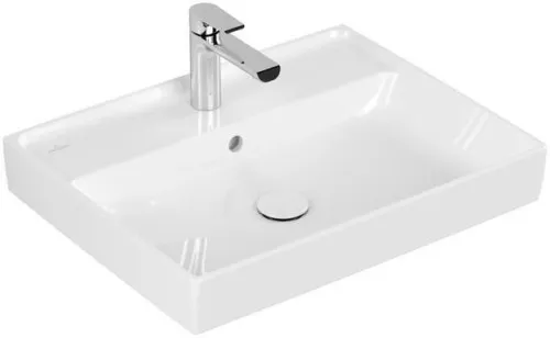 Lavabo Villeroy & Boch Collaro 600x470 mm rectangulaire 1 trou de robinetterie avec trop-plein Blanc Alpin CeramicPlus
