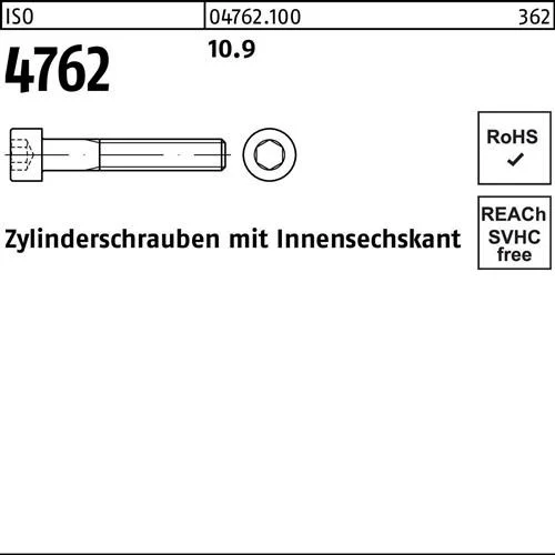 Vis cylindrique ISO 4762 à six pans creux M6x140 10.9 100 pièces — lot de 100 pièces