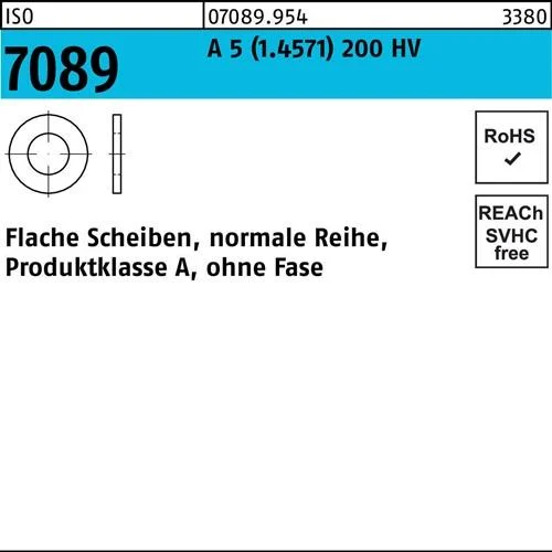 Rondelle plate ISO 7089 sans chanfrein 12 A5 (1.4571) 200 HV 50 pièces — lot de 50 pièces