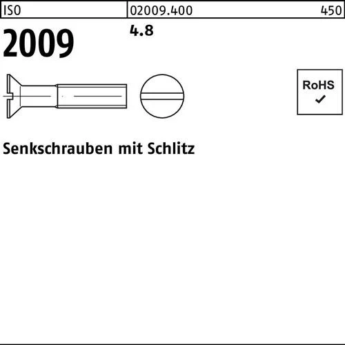 Vis à tête fraisée ISO 2009 fente M10x45 4.8 100 pièces — lot de 100 pièces