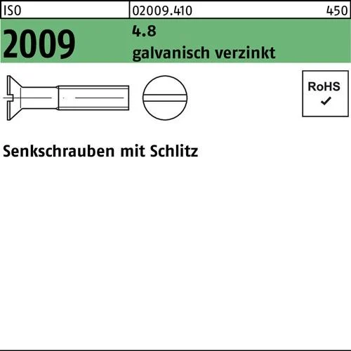 Vis à tête fraisée ISO 2009 fente M12x40 4.8 zinguée 100 pièces — lot de 100 pièces