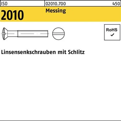 Vis à tête fraisée bombée ISO 2010 fente M4 x 45 laiton 200 pièces — lot de 200 pièces