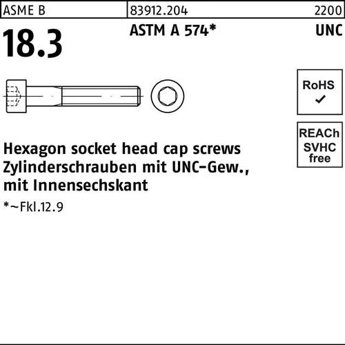 Vis cylindrique R 83912 filetage UNC/tête hexagonale creuse 5/16x2 ASTM A 574 100 pièces — lot de 100 pièces