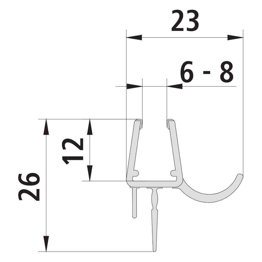 Bande d'étanchéité Kermi GI 1216 9A x2, 3249, 985 mm, avec effet anti-projection d'eau pour entrée d'angle, 2534061