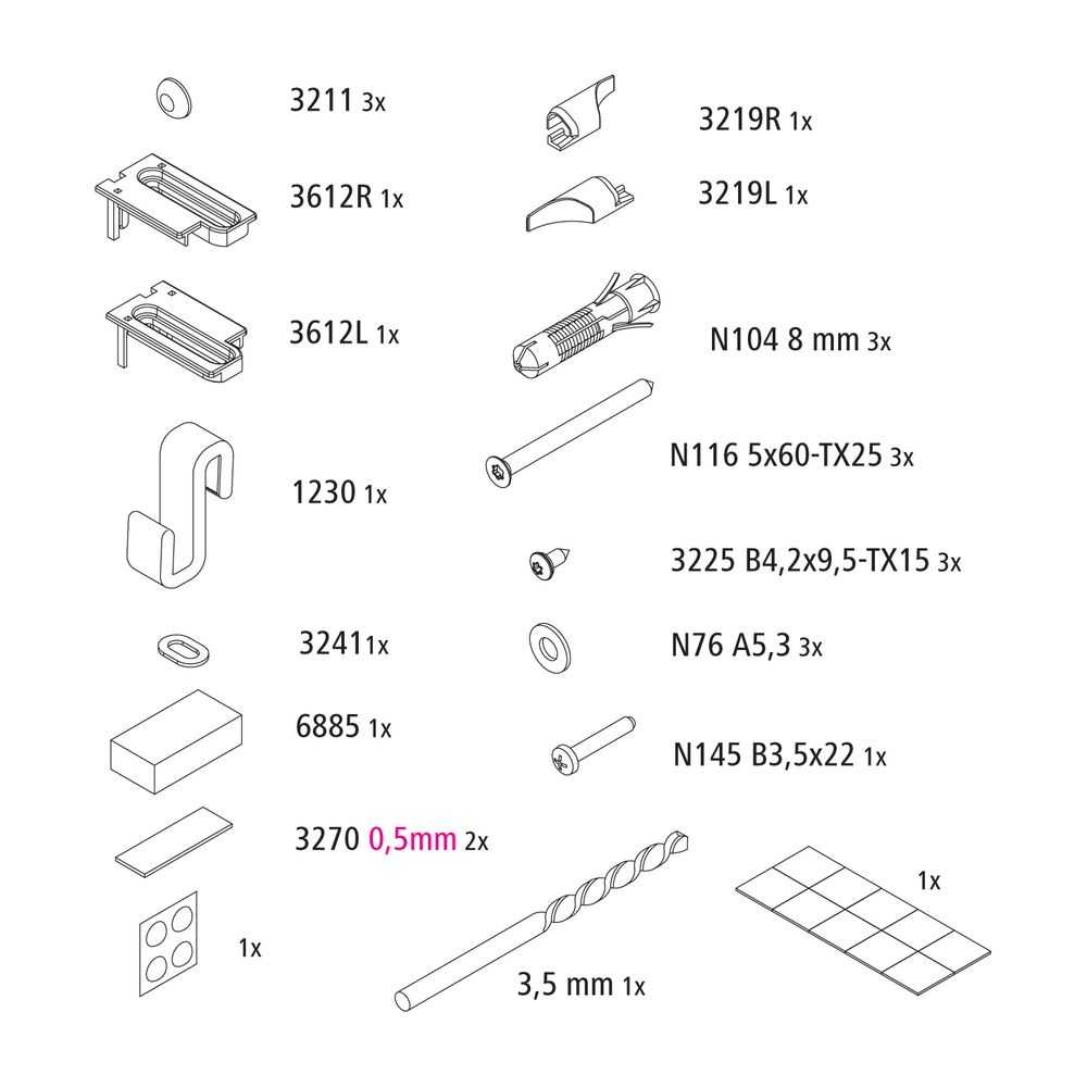 Kit de petites pièces de montage Kermi, EBPE011, chromé, 2539085